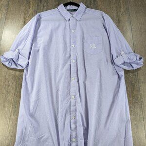 Lauren Ralph Lauren Shirt Mens XL Purple Check Plaid Button Roll Rab Slv Preppy